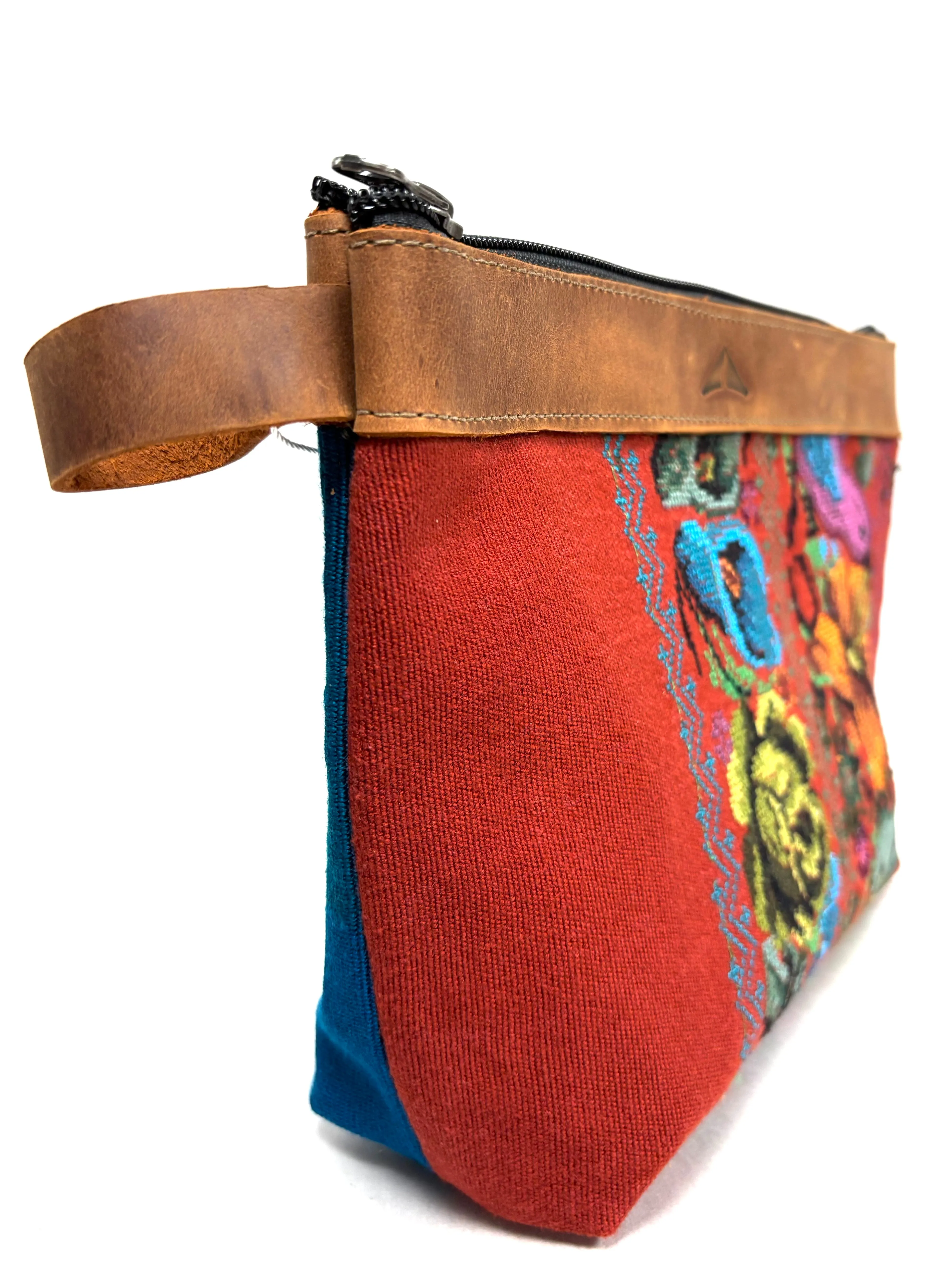 Cosmetic Bag with Leather Trim