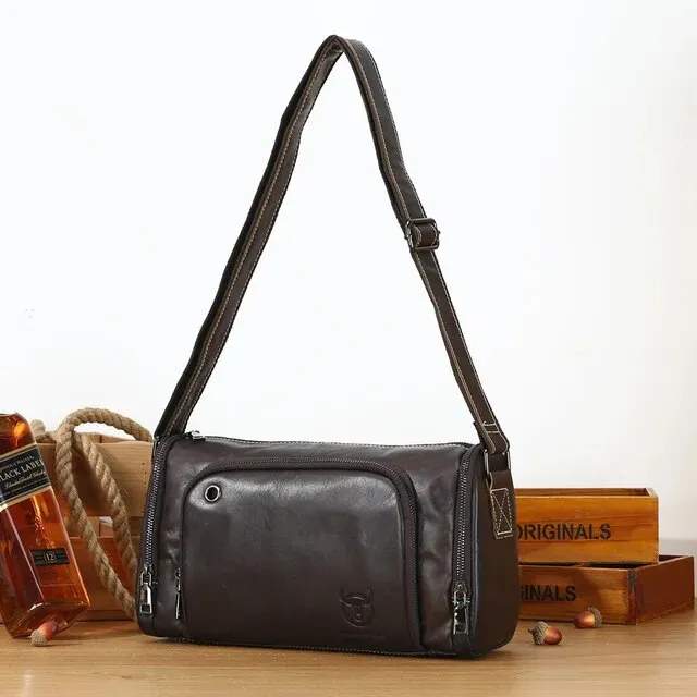 Crazy Horse Leather Men's Shoulder Bag Retro Bag's