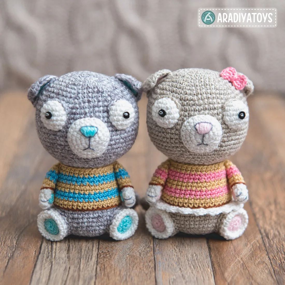 Crochet Pattern of Scottish Fold Cats Luigi and Fiona from "AradiyaToys Design" (Amigurumi tutorial PDF file) / cat crochet pattern