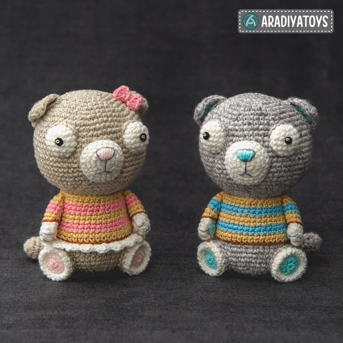 Crochet Pattern of Scottish Fold Cats Luigi and Fiona from "AradiyaToys Design" (Amigurumi tutorial PDF file) / cat crochet pattern