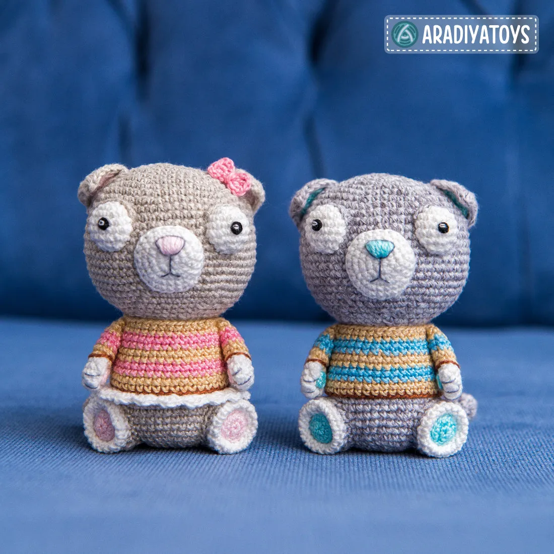 Crochet Pattern of Scottish Fold Cats Luigi and Fiona from "AradiyaToys Design" (Amigurumi tutorial PDF file) / cat crochet pattern