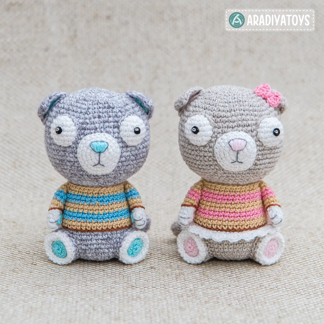 Crochet Pattern of Scottish Fold Cats Luigi and Fiona from "AradiyaToys Design" (Amigurumi tutorial PDF file) / cat crochet pattern