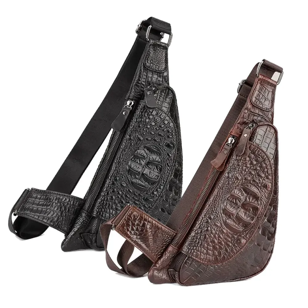 Crocodile Crossbody Bags Fanny Pack Travel Chest Bag