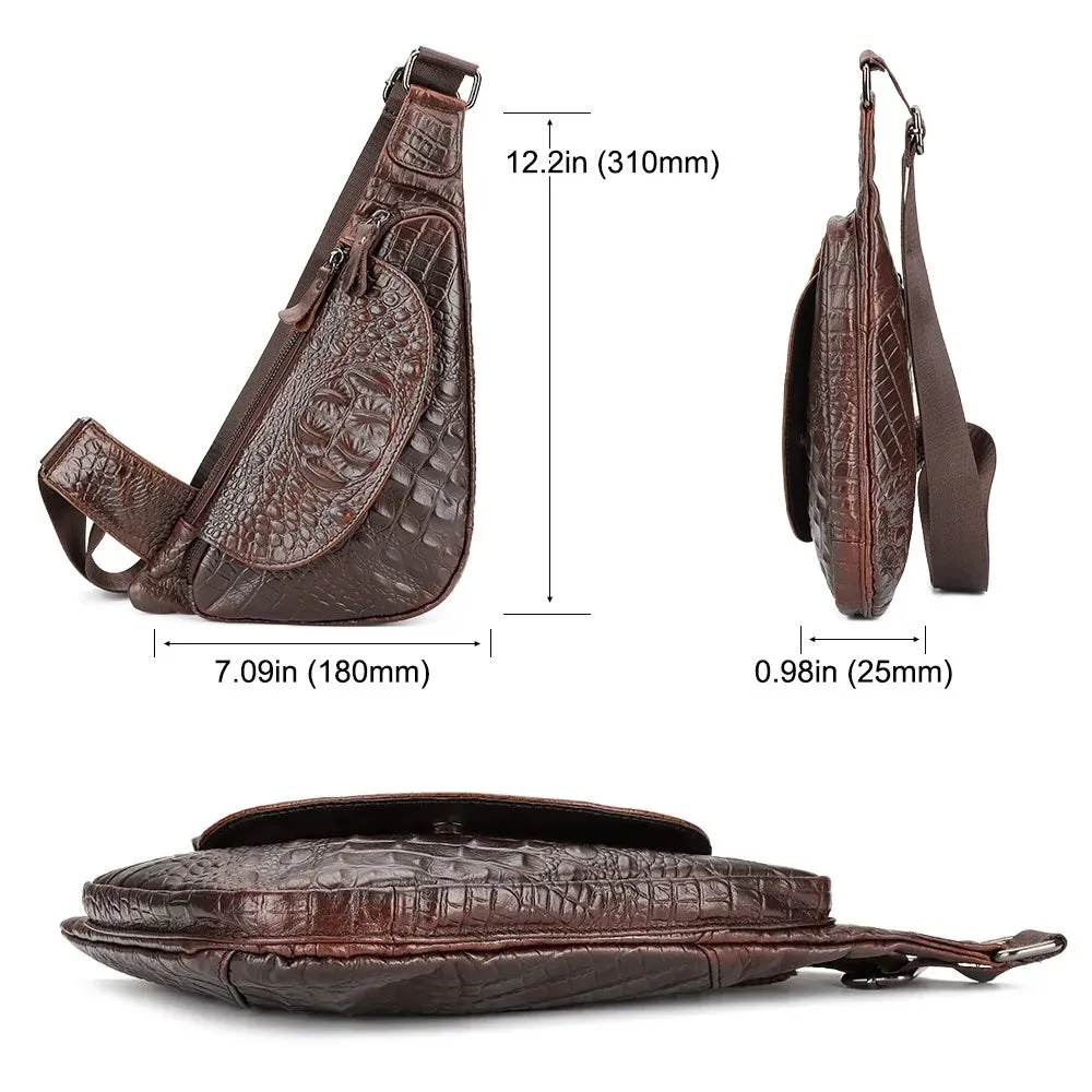 Crocodile Crossbody Bags Fanny Pack Travel Chest Bag