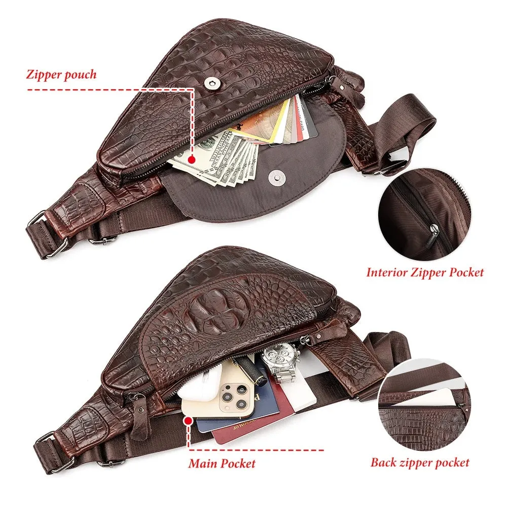 Crocodile Crossbody Bags Fanny Pack Travel Chest Bag