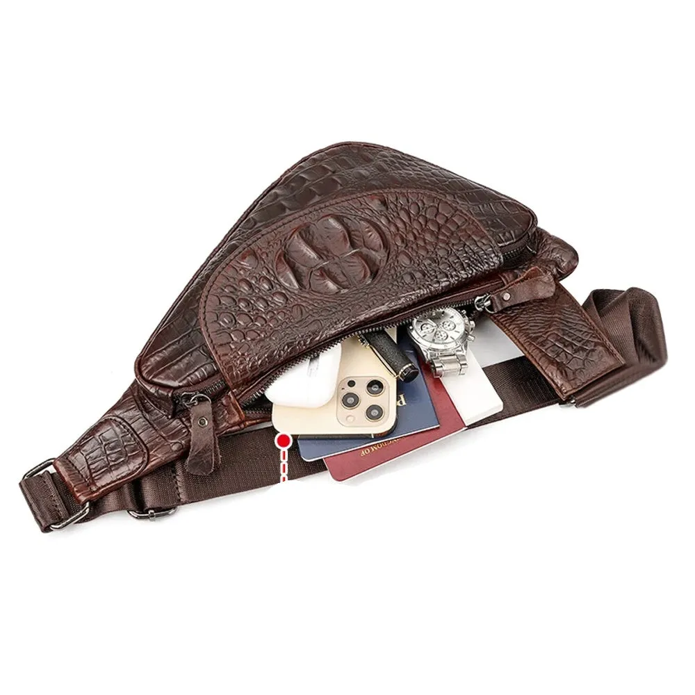 Crocodile Crossbody Bags Fanny Pack Travel Chest Bag
