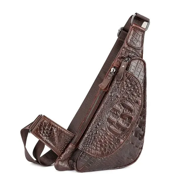 Crocodile Crossbody Bags Fanny Pack Travel Chest Bag