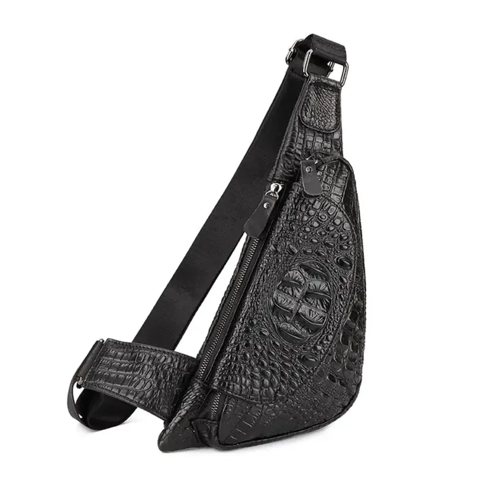Crocodile Crossbody Bags Fanny Pack Travel Chest Bag