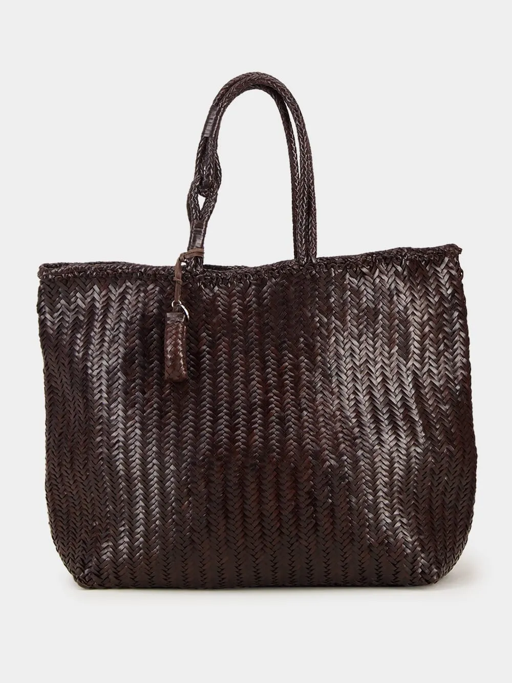 Dark Brown Chevron Leather Tote