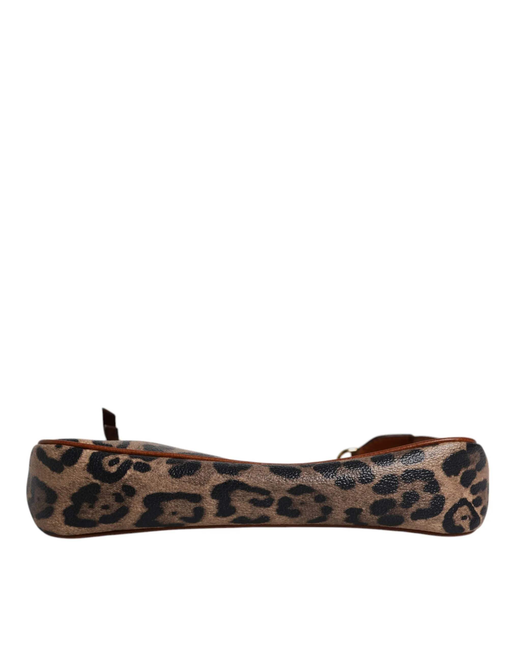 Dolce & Gabbana Brown Leopard Leather Shoulder Chain Strap Bag