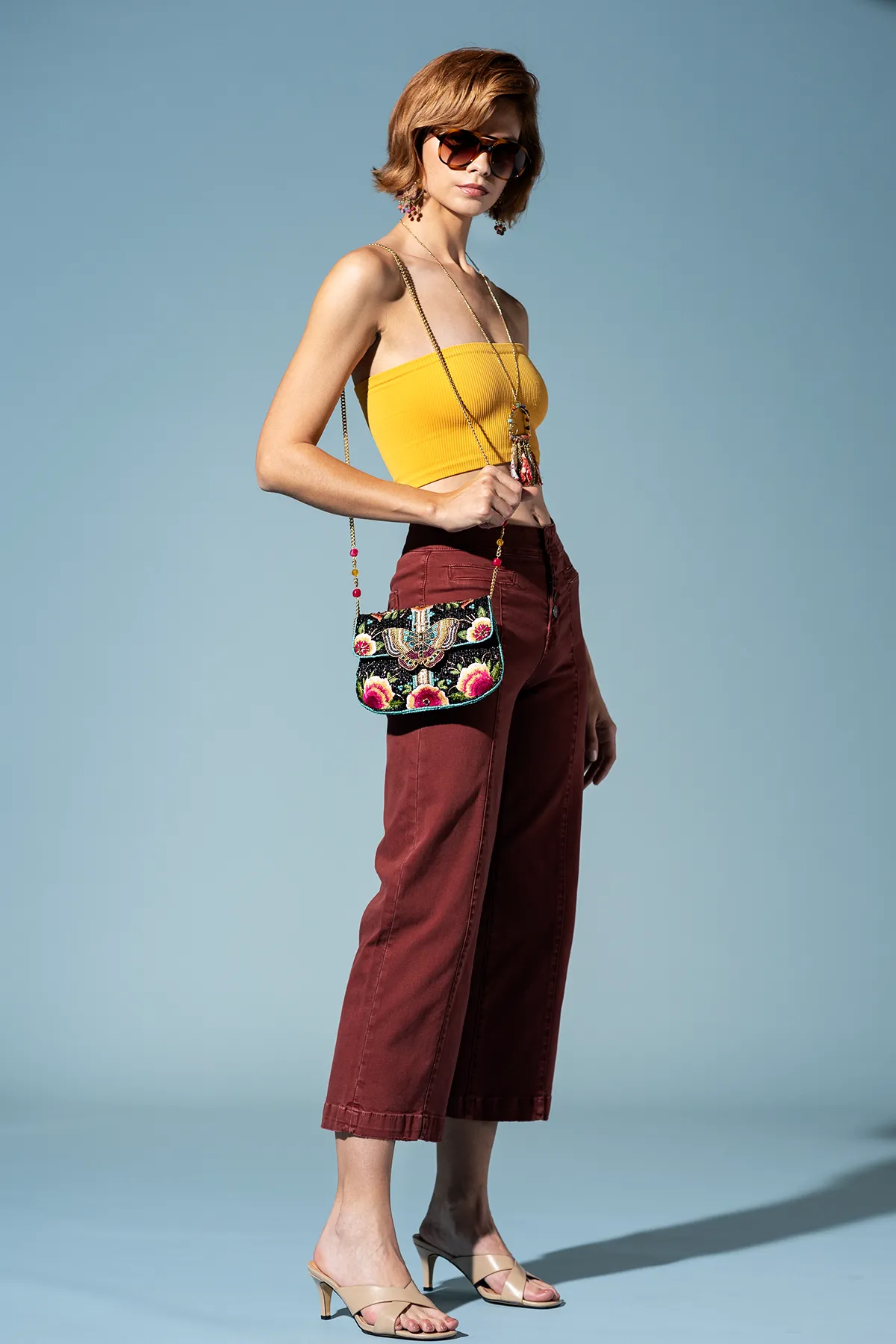 Dream Chaser, Black Beaded Crossbody Clutch Handbag