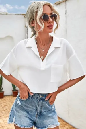 Drop Shoulder Patch Pocket Top