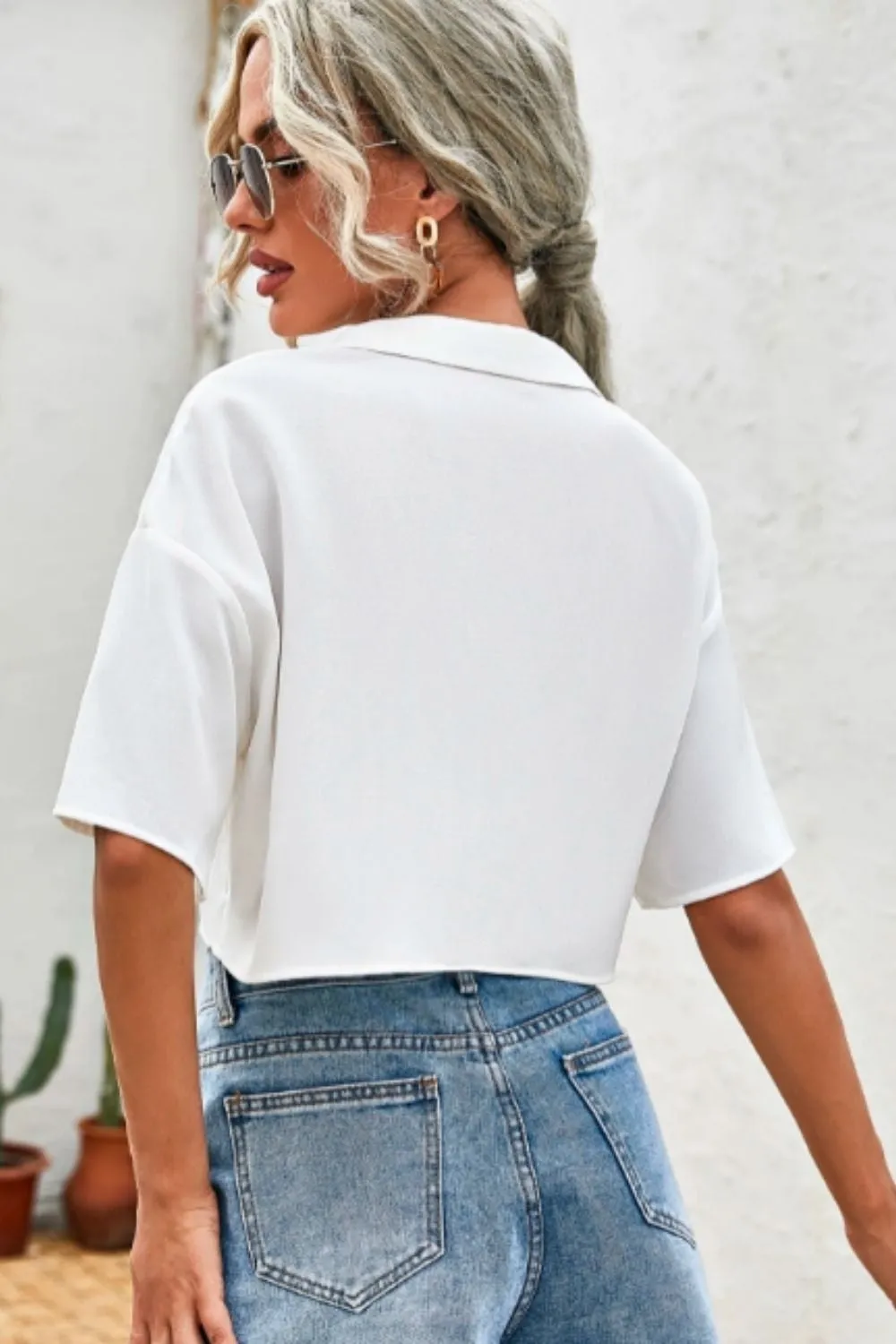 Drop Shoulder Patch Pocket Top