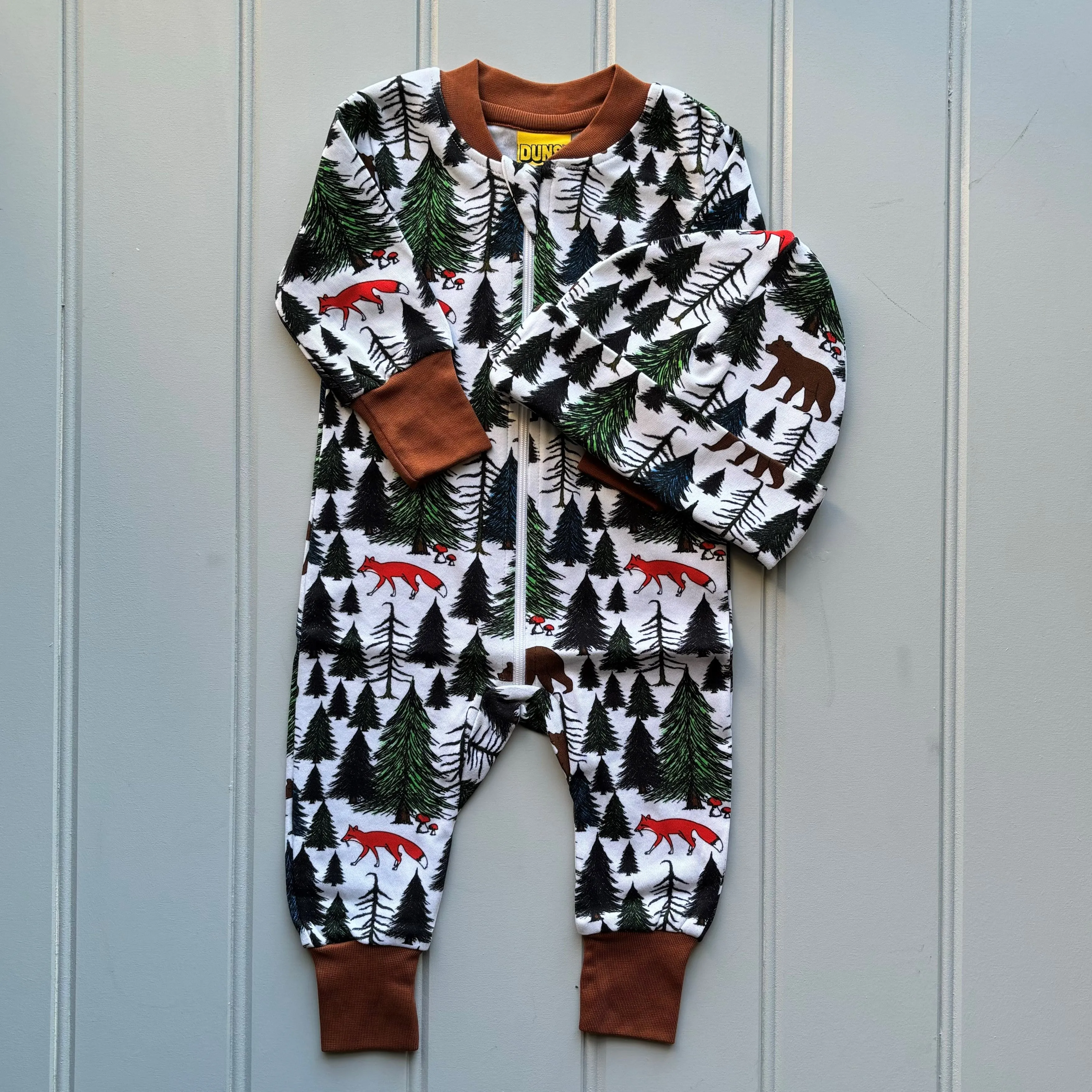 Duns Sweden Long Sleeved Long Leg Zip Suit Winter Wood Print