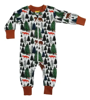 Duns Sweden Long Sleeved Long Leg Zip Suit Winter Wood Print