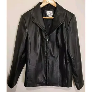 East 5th Women's Black Leather Jacket Full Zip Size Medium Regular