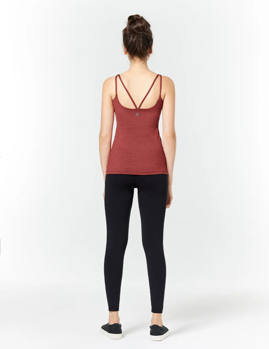 easyoga LA-VEDA Asym V Back Tank - M42 M-Brick red