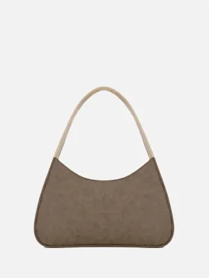 Eco Nubuck Leather XL Shoulder Bag - Beige