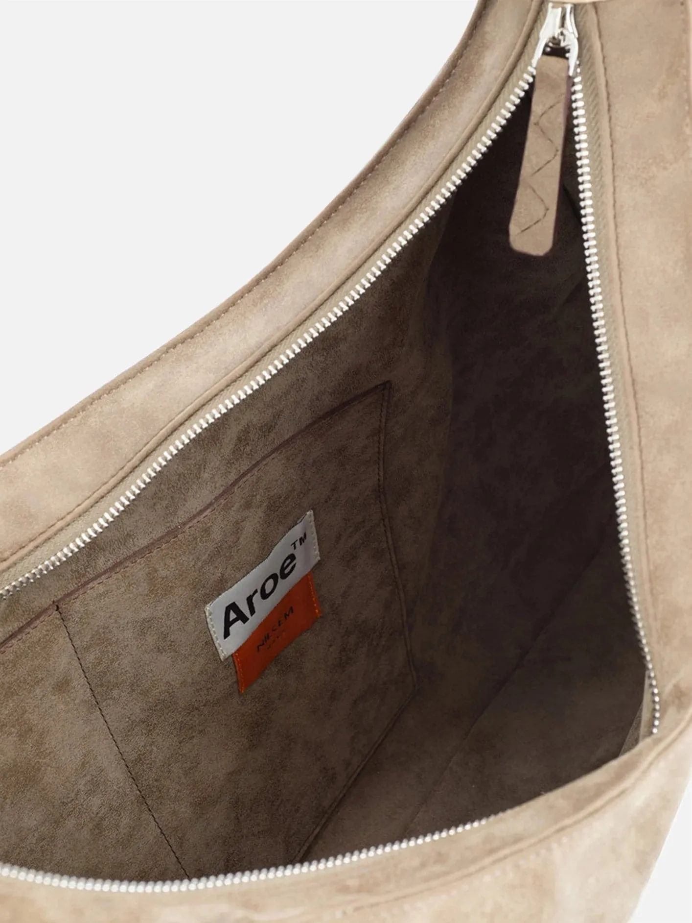Eco Nubuck Leather XL Shoulder Bag - Beige