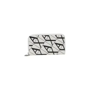 Elegant White Wallet with Black Geometric Pattern