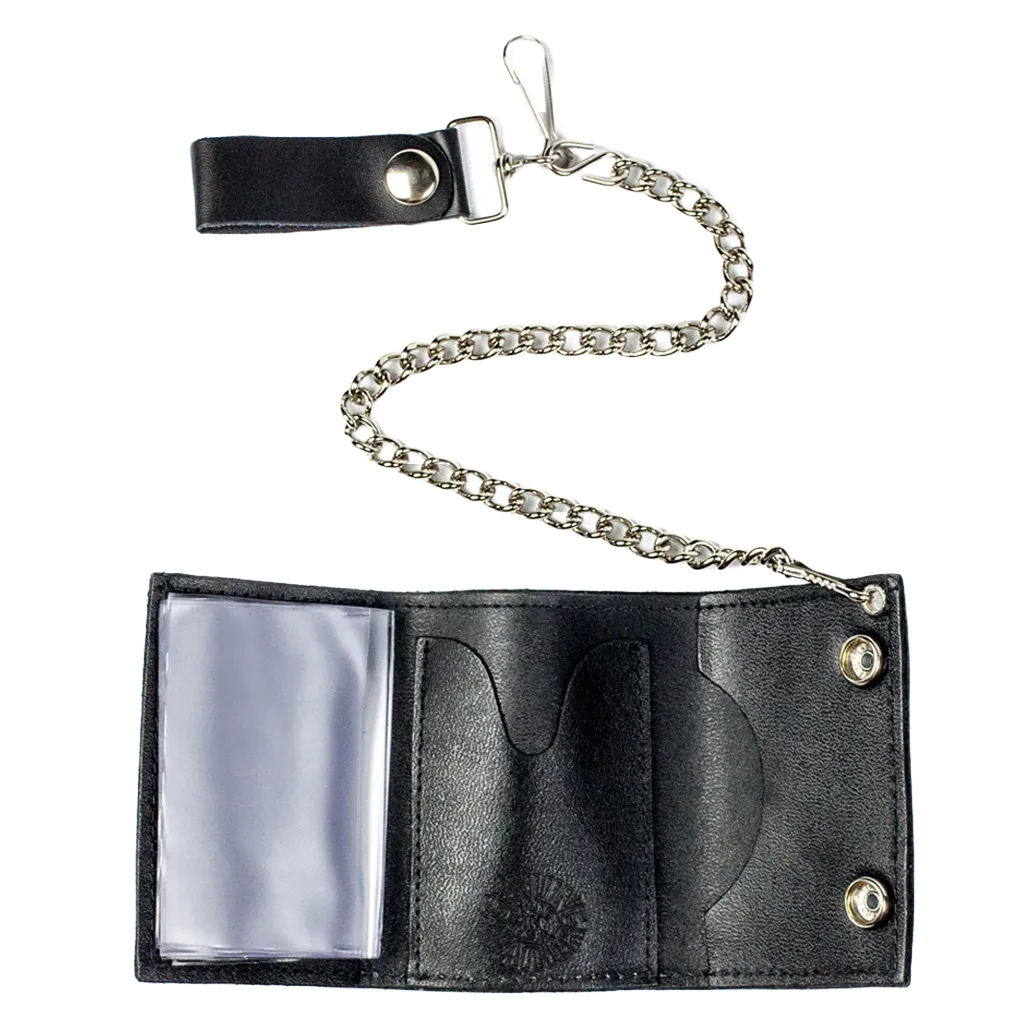 ET304-N39 Embroidered Tri-Fold Wallet w/Chain - 3 Animales White