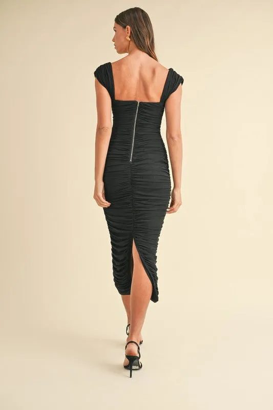 Evah Ruched Midi Dress