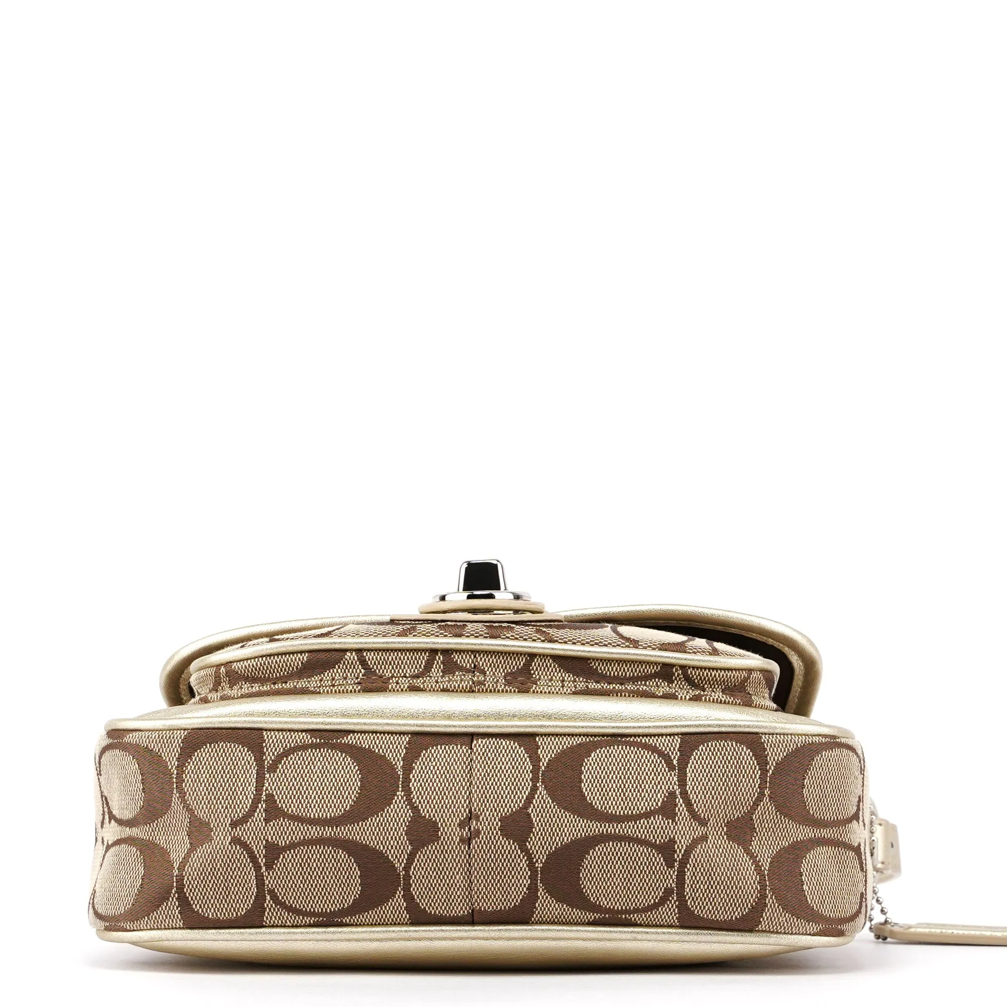 F14282 Beige Signature C Turnlock Shoulder Bag