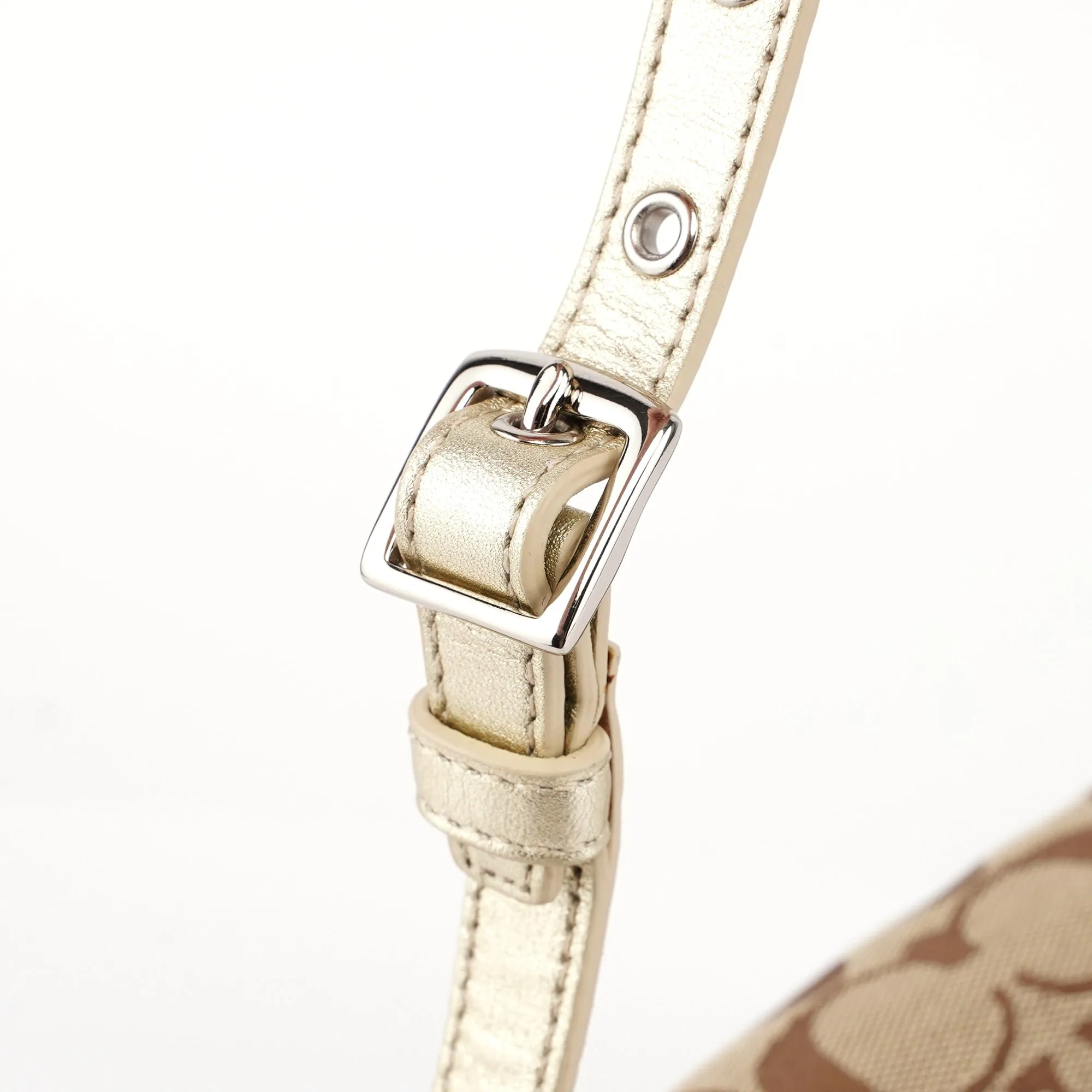 F14282 Beige Signature C Turnlock Shoulder Bag