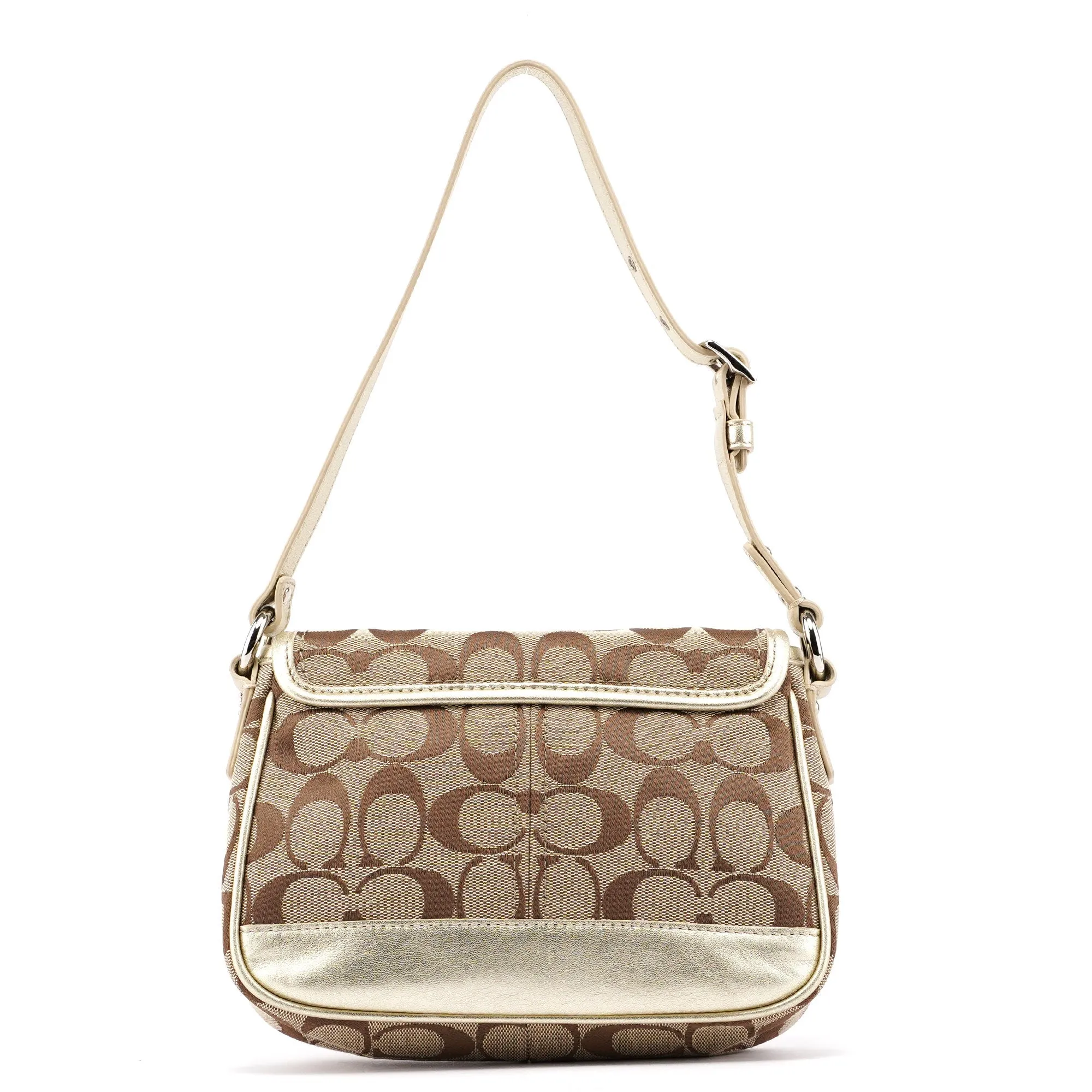 F14282 Beige Signature C Turnlock Shoulder Bag