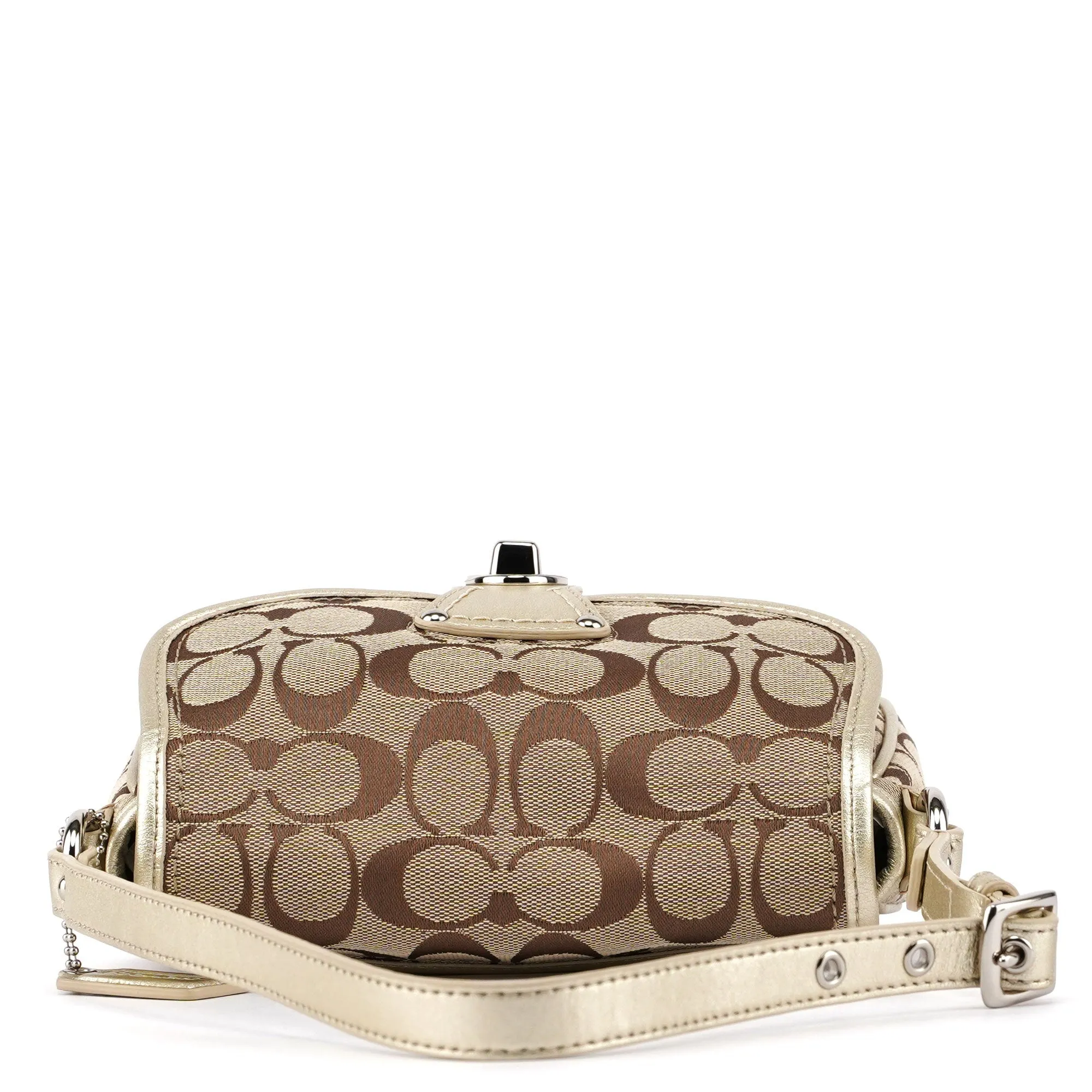 F14282 Beige Signature C Turnlock Shoulder Bag