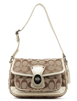 F14282 Beige Signature C Turnlock Shoulder Bag