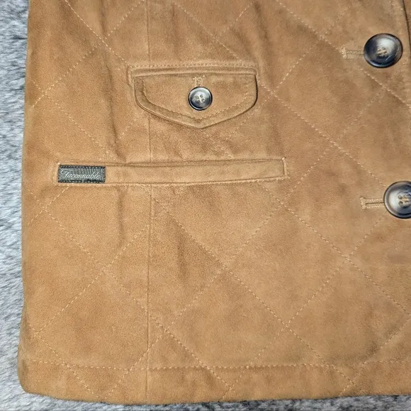 Faconnable Goatskin Leather Quilted Vest Brown Women's Small