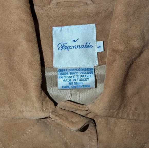 Faconnable Goatskin Leather Quilted Vest Brown Women's Small
