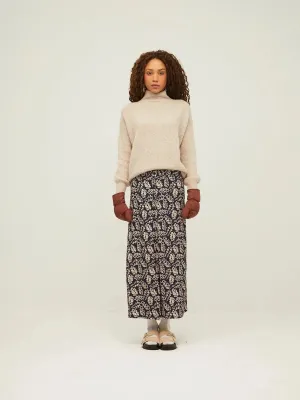 Falda Larga Botones Navy Leaves
