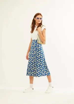 Falda Xantik Apertura Lateral Navy Daisy