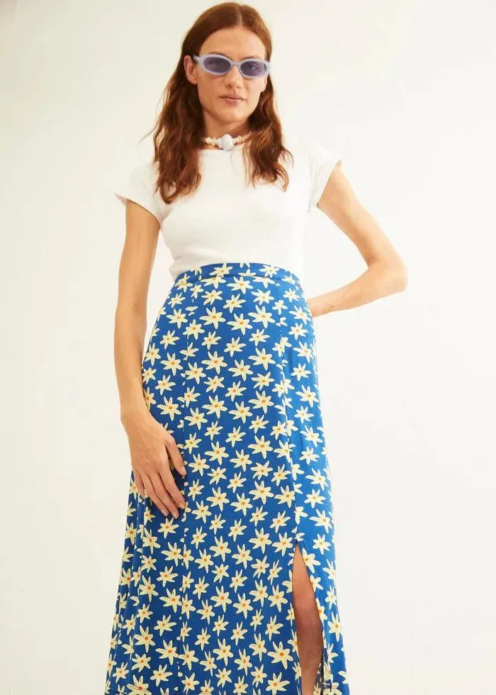 Falda Xantik Apertura Lateral Navy Daisy