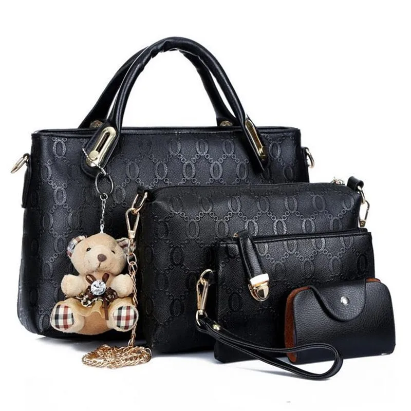 Fashion 4pcs/Set Women Bag Ladies PU Leather Luxury Designer Bags Handbag Messenger Bag Shoulder Bag Wallet Bags Dropshipping 30