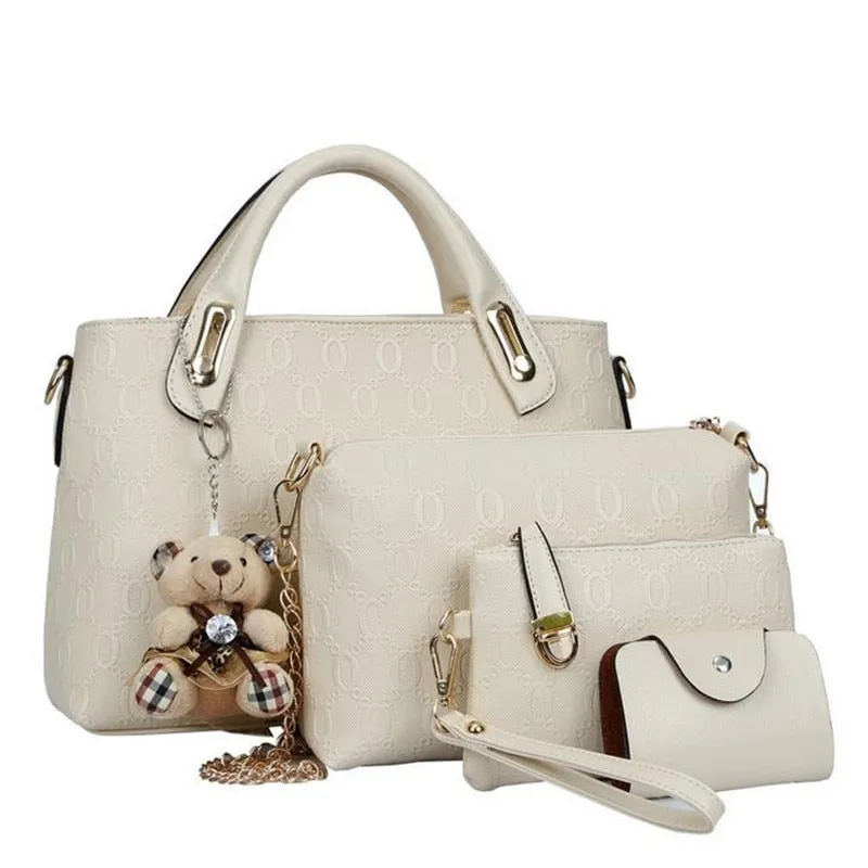 Fashion 4pcs/Set Women Bag Ladies PU Leather Luxury Designer Bags Handbag Messenger Bag Shoulder Bag Wallet Bags Dropshipping 30