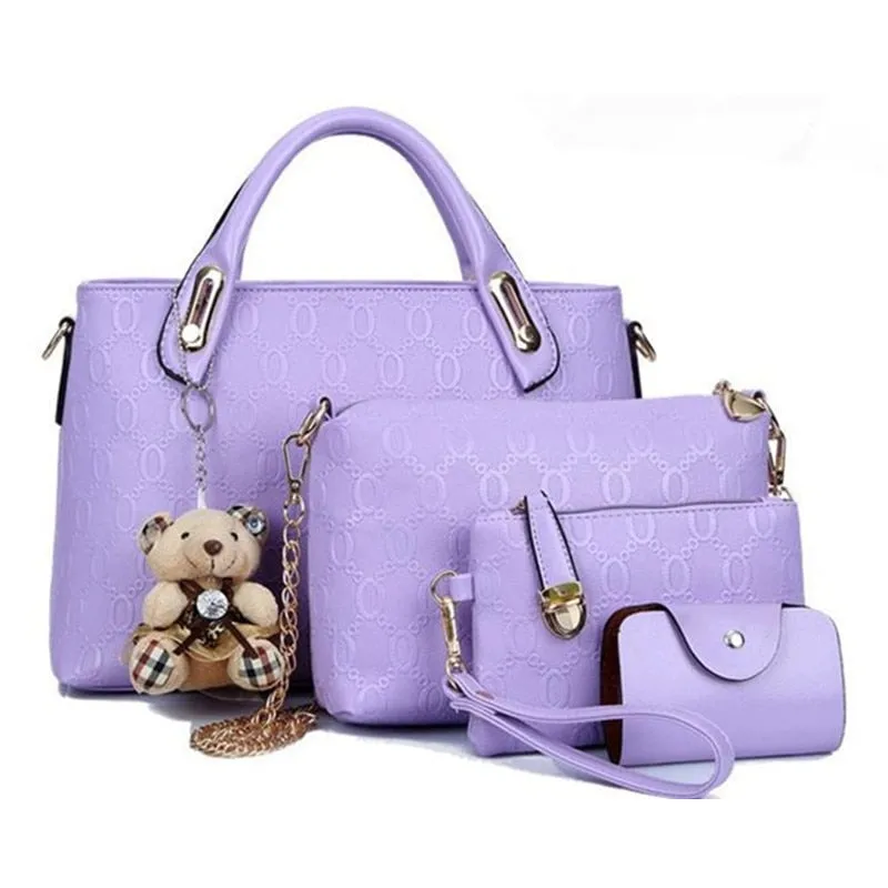 Fashion 4pcs/Set Women Bag Ladies PU Leather Luxury Designer Bags Handbag Messenger Bag Shoulder Bag Wallet Bags Dropshipping 30