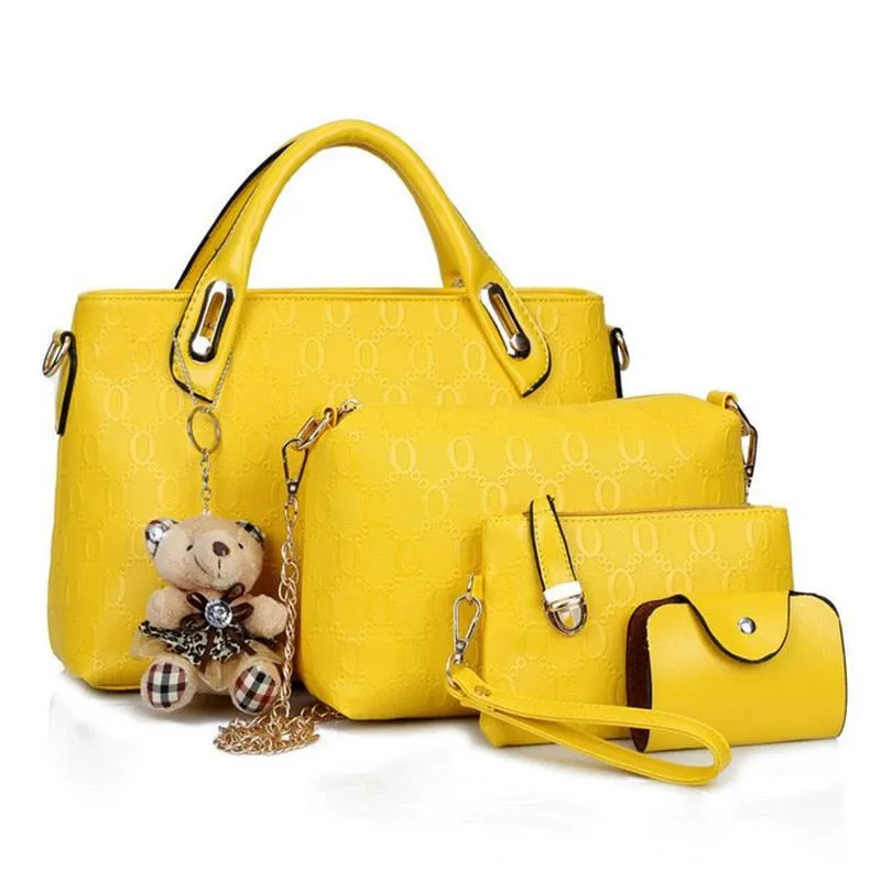 Fashion 4pcs/Set Women Bag Ladies PU Leather Luxury Designer Bags Handbag Messenger Bag Shoulder Bag Wallet Bags Dropshipping 30