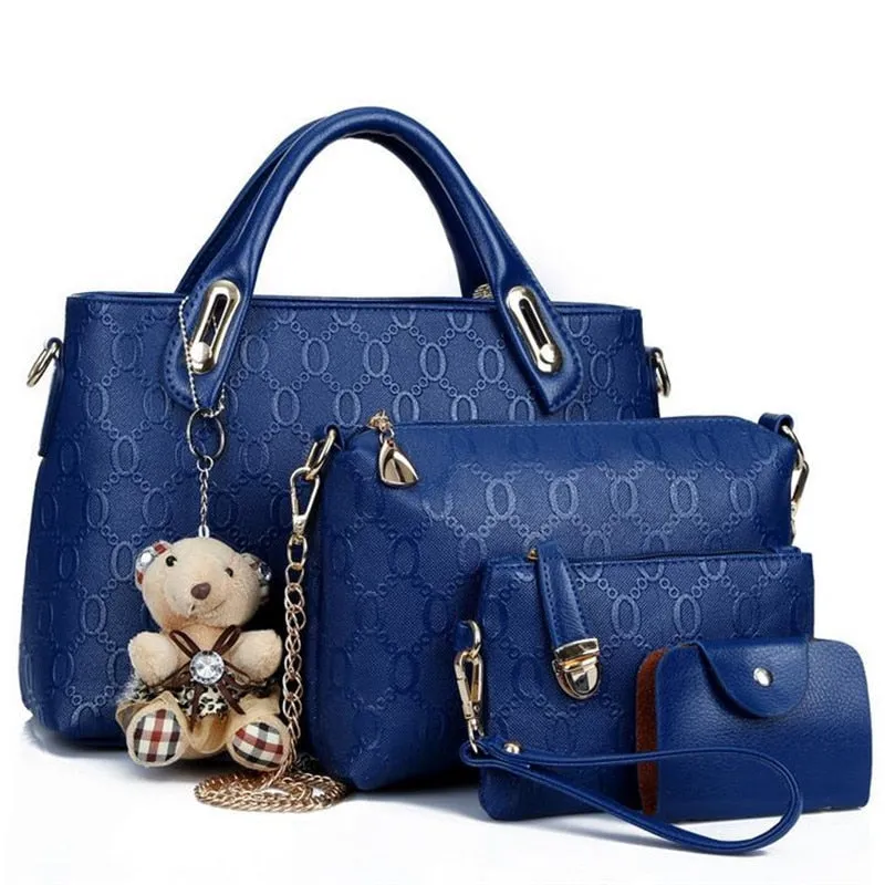 Fashion 4pcs/Set Women Bag Ladies PU Leather Luxury Designer Bags Handbag Messenger Bag Shoulder Bag Wallet Bags Dropshipping 30