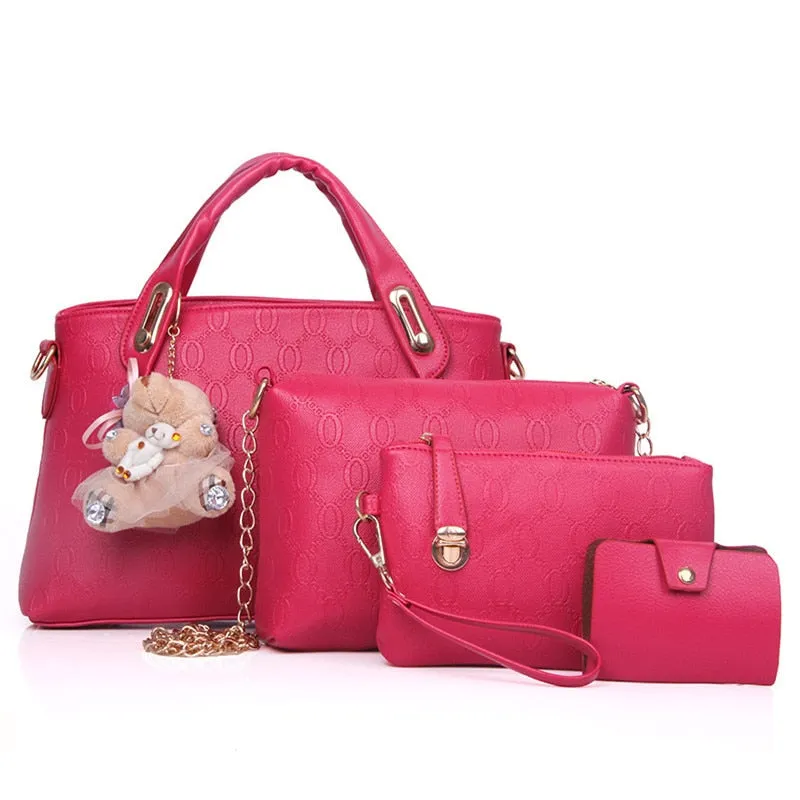Fashion 4pcs/Set Women Bag Ladies PU Leather Luxury Designer Bags Handbag Messenger Bag Shoulder Bag Wallet Bags Dropshipping 30