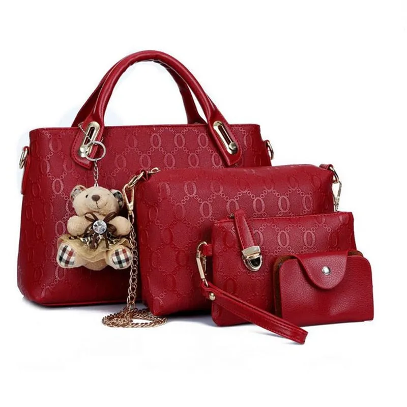 Fashion 4pcs/Set Women Bag Ladies PU Leather Luxury Designer Bags Handbag Messenger Bag Shoulder Bag Wallet Bags Dropshipping 30