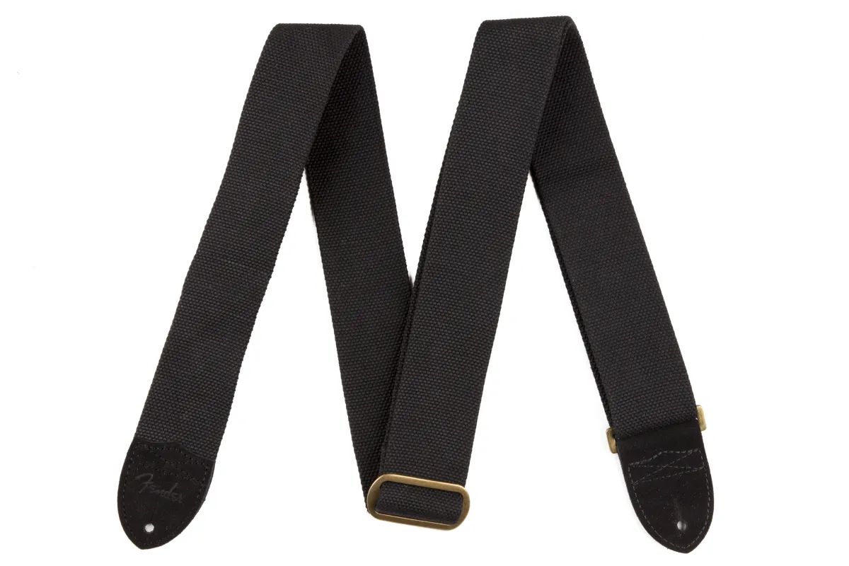 Fender® Cotton/Leather Strap, Black