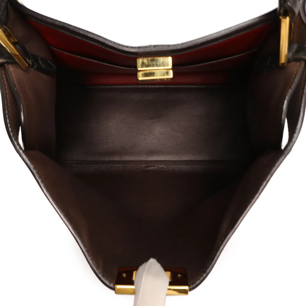 Fendi Black Vitello Seta Medium Peekaboo X-Lite