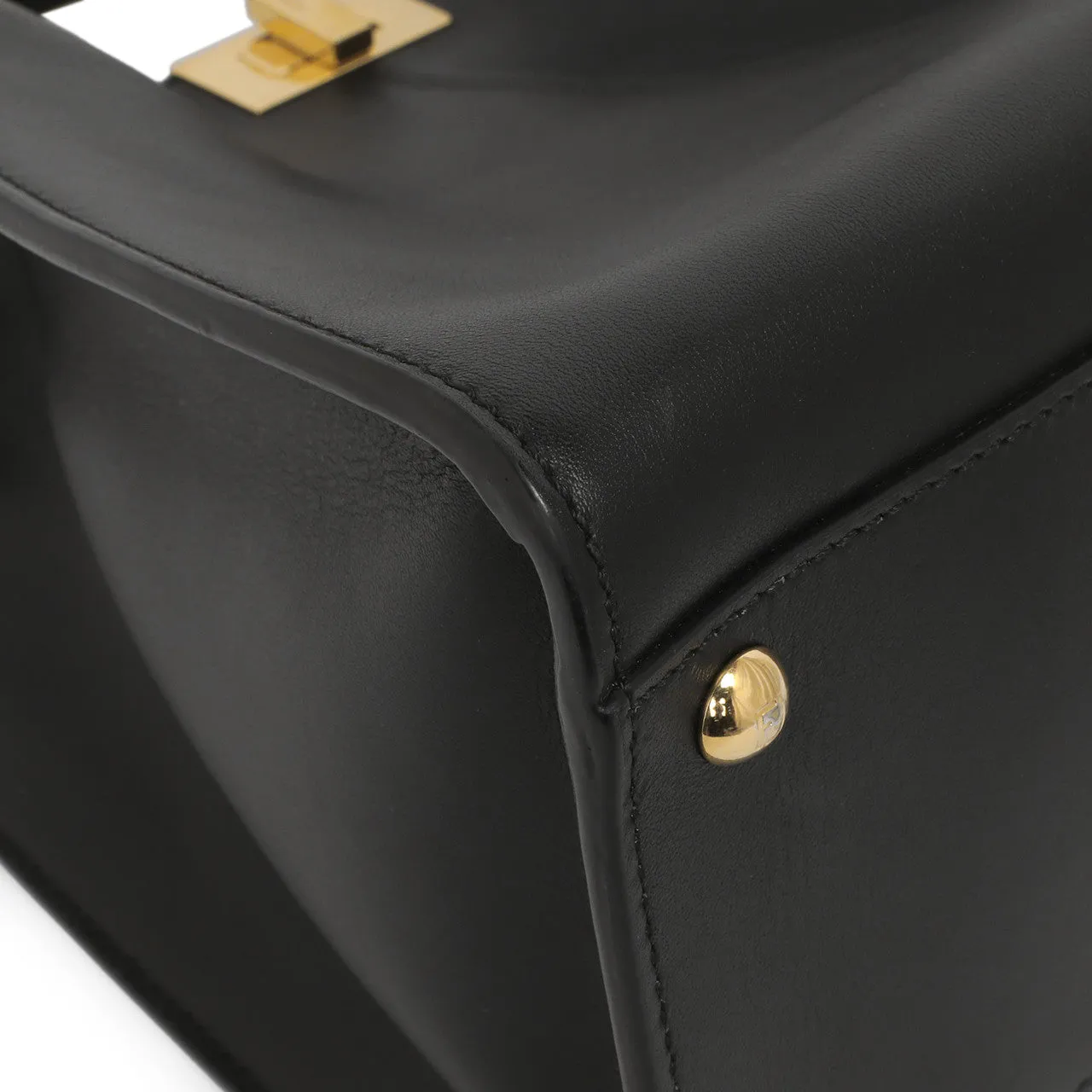 Fendi Black Vitello Seta Medium Peekaboo X-Lite