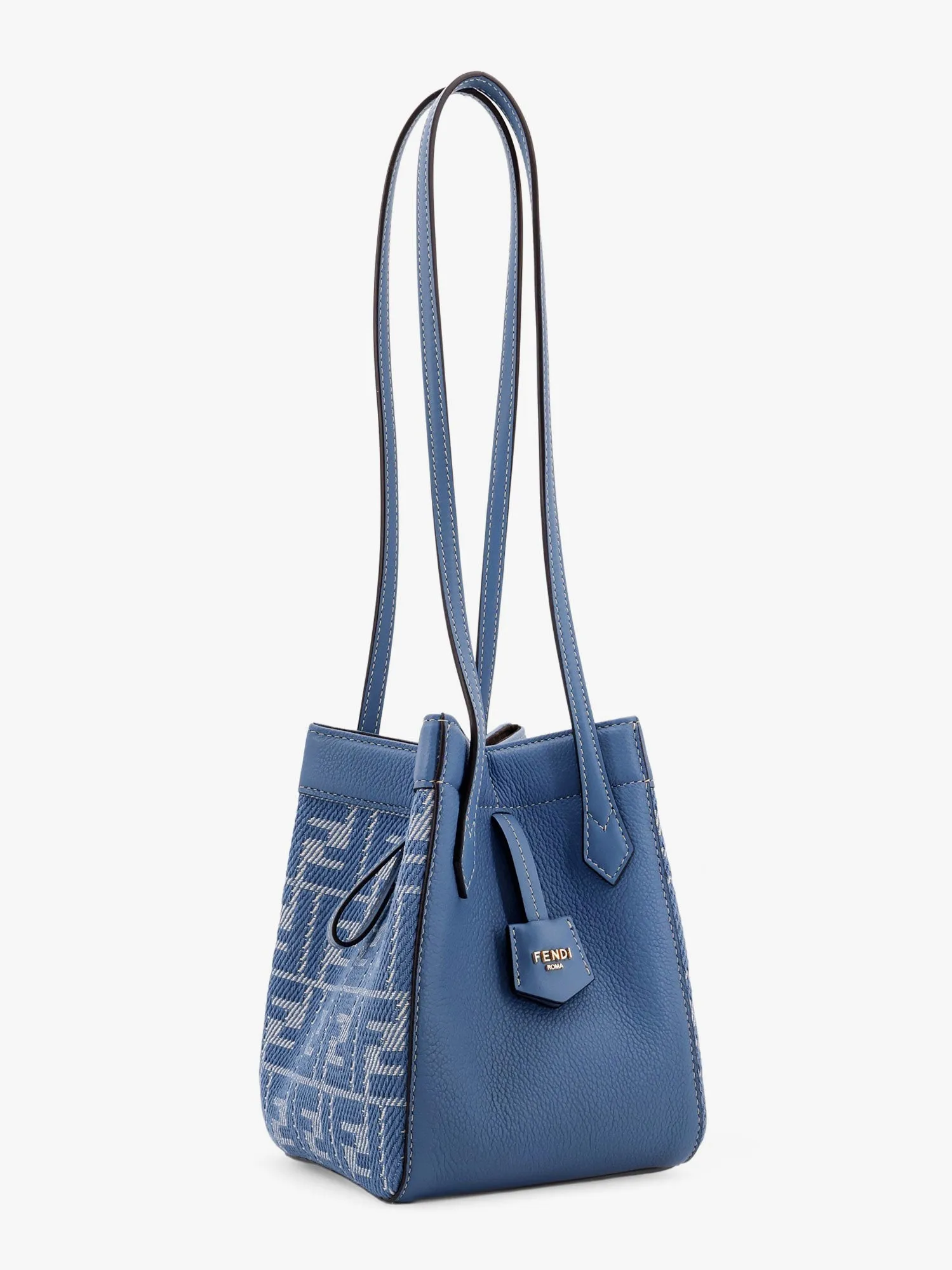 Fendi Origami Mini Leather And Denim Effect Ff Jacquard Transformable Mini Bag