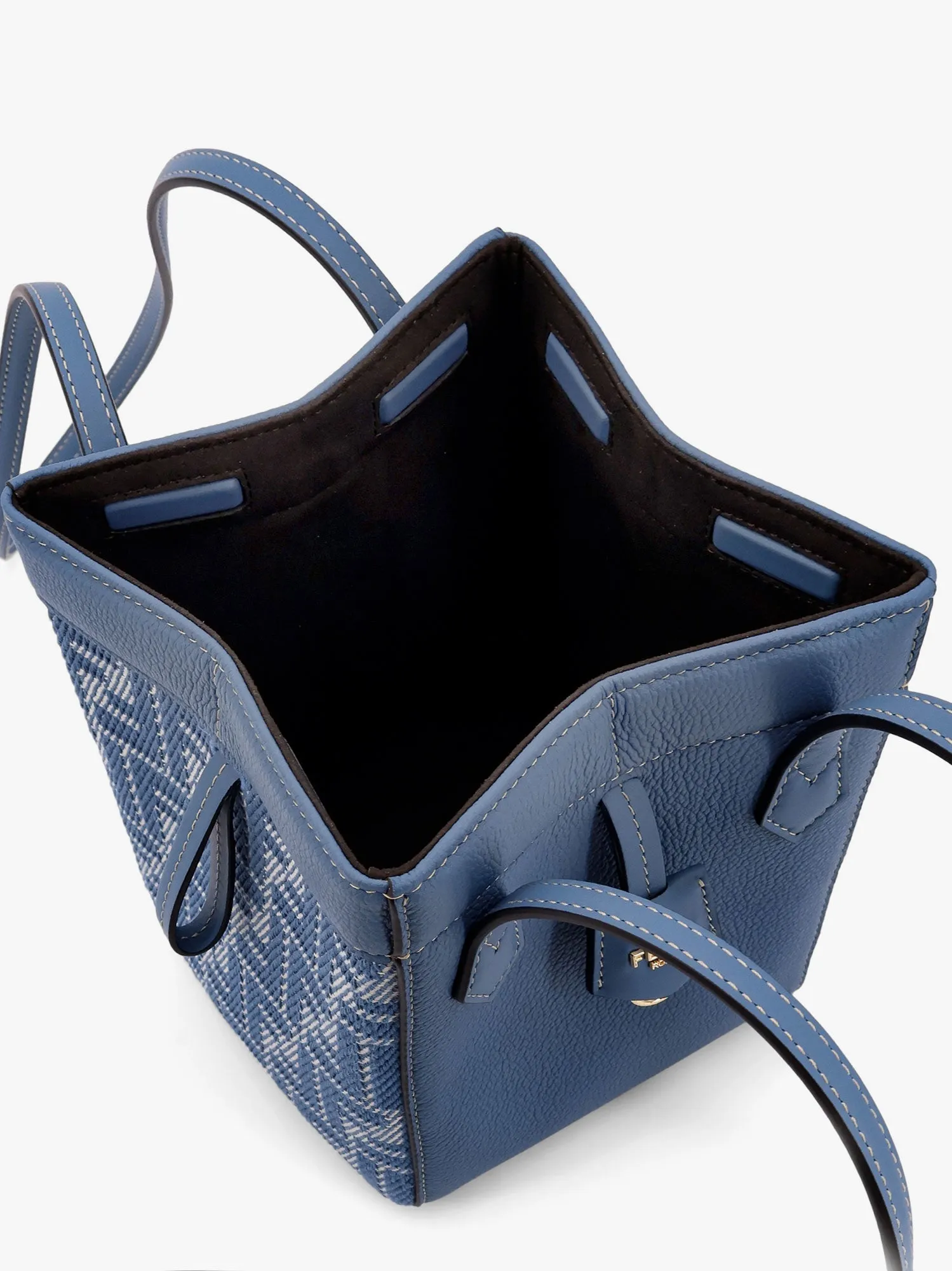 Fendi Origami Mini Leather And Denim Effect Ff Jacquard Transformable Mini Bag