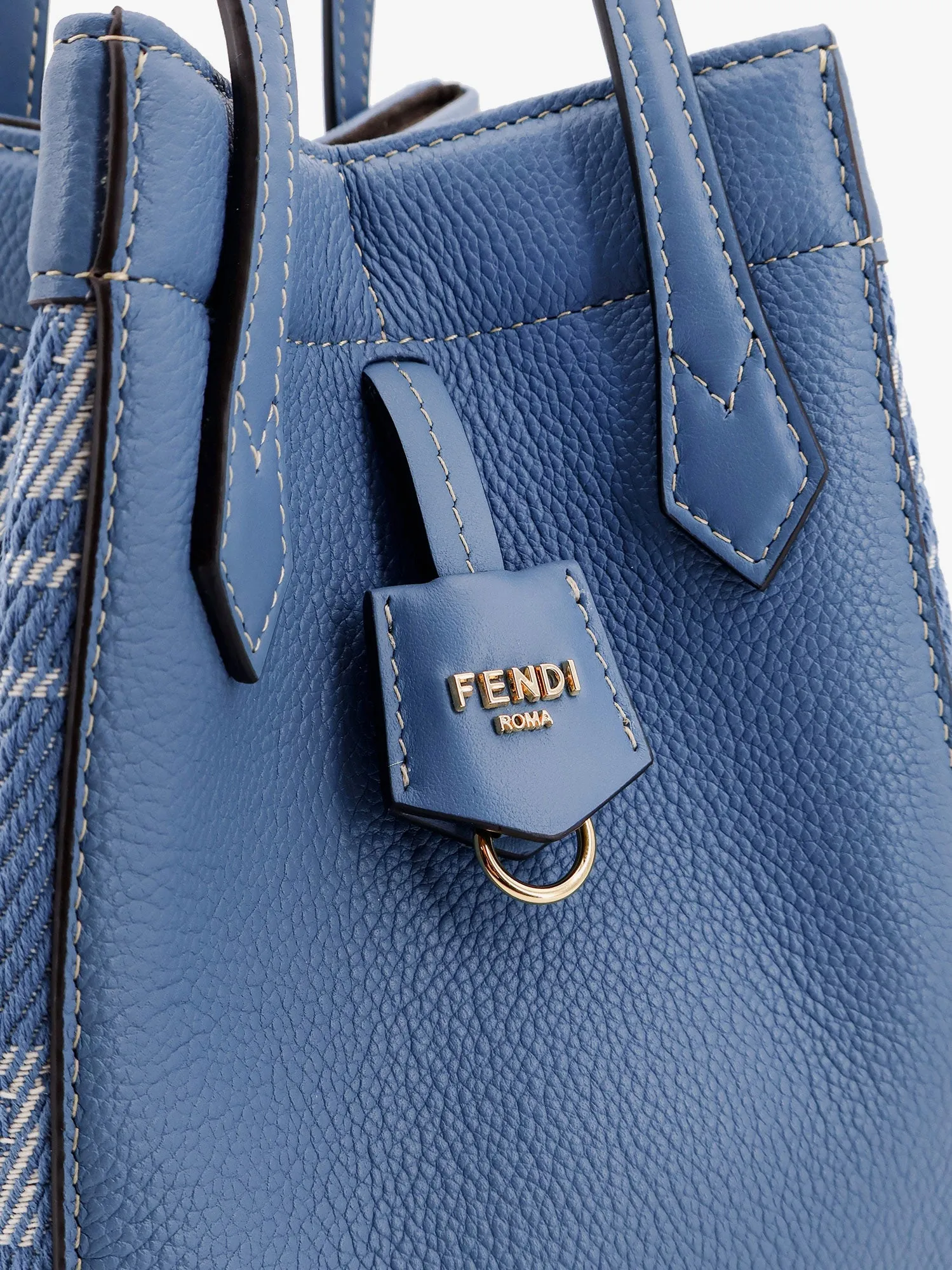 Fendi Origami Mini Leather And Denim Effect Ff Jacquard Transformable Mini Bag