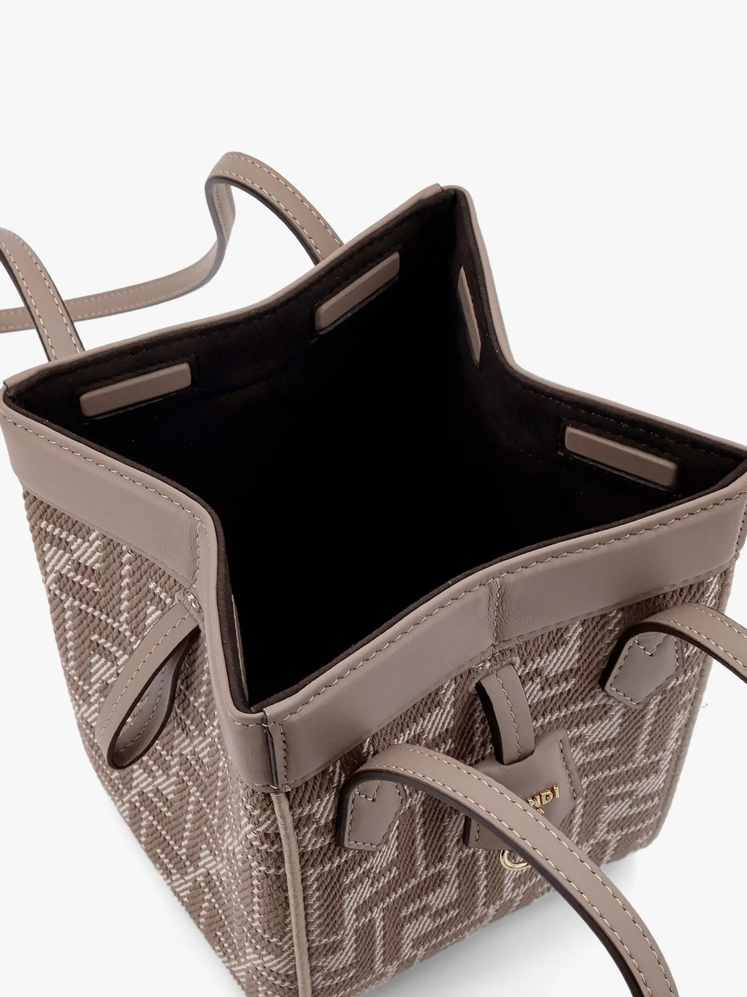 Fendi Origami Mini Leather And Denim Effect Ff Jacquard Transformable Mini Bag